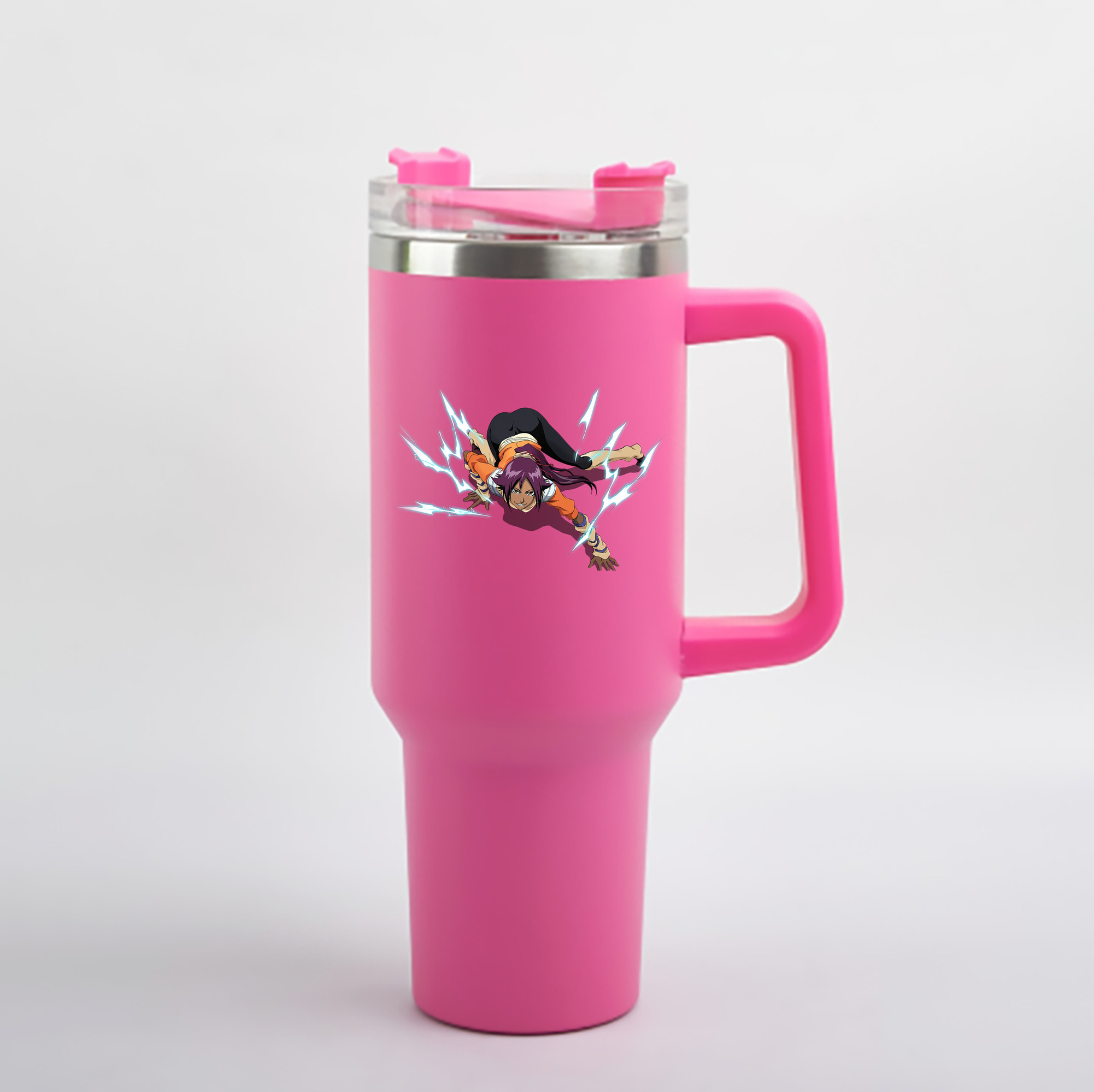 （画像用） ブリーチ 四楓院 夜一（しほういん よるいち） BLEACH Shihouin Yoruichi 1200mL車用タンブラー - クリスタルステッカー（プラスチックストロー付き）